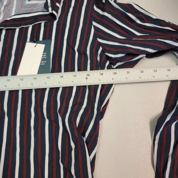 Perry Ellis Long Sleeve Viscose Button Up Mens Size M Dark Sapphire Striped - Picture 5 of 7